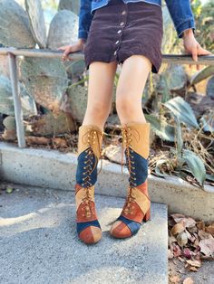 Patchwork Boots Outfit, Patchwork Boots, Seventies Fashion, Main Squeeze, Swinging Sixties, Gogo Boots, Vegan Fashion, 1960s Fashion, Vegan Shoes