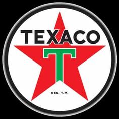 the texaco logo is shown in red, green and white with a star on it