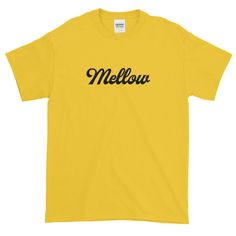 Mellow T-Shirt / MugsByThugs [Mellow Yellow Shirt, Cool Unisex T Shirts, Retro Shirt, 70's Style Clothing, Hypebeast Tshirt, Mellow Shirt, Womens Yellow Tee, Mens T-Shirt]  Design is printed on the front side of a high quality, soft and comfortable, cotton tee shirt. Printed using digital DTG (direct to garment) printing technique, to ensure a long lasting, high quality print and vibrant colors. All garments are printed and shipped from USA. 100% Cotton, preshrunk jersey knit.  Double-needle collar, sleeves and bottom hems Taped neck and shoulders Short sleeves >> Please refer to the SIZE CHART in photos, to make sure you order the best size for you.  T-shirt style options: Unisex T-Shirt - Classic adult's fit Men/Unisex sizing  or Ladies T-Shirt - Classic women's fit Feminine cut, loose f Mashpee Cape Cod, Hyannis Cape Cod, 70s Style Clothing, Falmouth Cape Cod, Tailgate Shirt, Yellow Tees, Yellow Shirts, Retro Shirts, Mellow Yellow