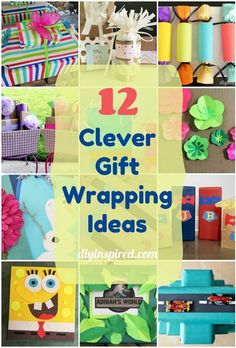 twelve clever diy gift wrapping ideas for kids to make with paper, glue and scissors