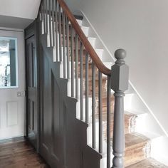 the stairs in this house are painted white