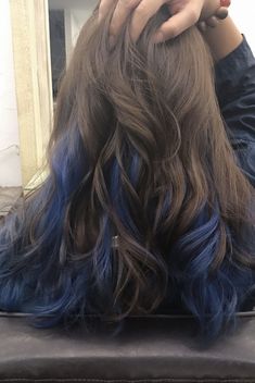 Blue And Brown Hair, Blue Brown Hair, Peekaboo Highlights, Peekaboo Hair