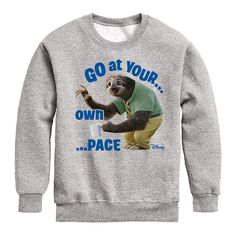 Add the finishing touch to your kid's outfit with this fun Zootopia Go At Your Own Pace Fleece Sweatshirt.© DisneyFABRIC & CARE Solid colors: cotton; Heather colors: cotton, polyester Machine wash ImportedFEATURES Crewneck Long sleeves Size: X Large. Color: Heather Gray. Gender: male. Age Group: kids. Fleece Crew Neck Sweatshirt With Cartoon Print, Fleece Crew Neck Sweatshirt With Character Print, Disney Zootopia, Disney Boys, At Your Own Pace, Your Own Pace, Kids Pattern, Bring The Heat, Toddler Hoodie