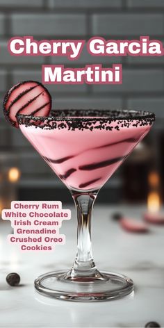 Treat yourself to the sweet and creamy flavors of the Cherry Garcia Martini! 🍒🍸 Inspired by the classic ice cream flavor, this cocktail combines rich cherry liqueur with smooth vodka and a splash of cream for a decadent twist. Perfect for dessert lovers or a fun night out, this martini is a delightful way to enjoy a nostalgic treat in drink form! 🍧💕 Cheers to a sweet sip! 🥂✨ Cherry White Russian, Cherry Espresso Martini, Drinks With Cherry Vodka, Filthy Martini Recipe, Boozy Ice Cream Drinks, Creamy Alcoholic Drinks Recipes, Cherry Drinks Alcoholic, Sweet Mixed Drinks Alcohol, Alcohol Recipes Easy