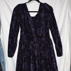 Plum Colored Velvet, Formal, Fully Lined, Long Sleeve, Covered Buttons At Wrist, Classic Gathered Shoulder, Low Back Laura Ashley Dresses, Vintage Laura Ashley, Laura Ashley Dress, Dresses Vintage, Size 12 Dress, Plum Color, Laura Ashley, Velvet Dress, Low Back