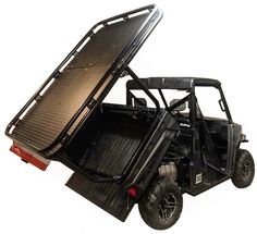 a black utility vehicle with its doors open