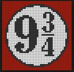 a cross stitch pattern with the letter q in black and white on a red background