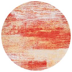 an orange and white area rug on a white background with the colors red, yellow, and beige