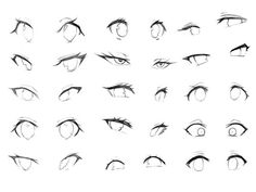 the various stages of an eye with different angles and directions to draw it, as well as how they are drawn