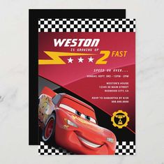 the cars birthday party poster is ready to be used as a decoration for any child's room