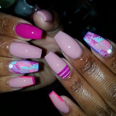 Coral And Peach Nails, Rave Nails, Short Coffin Nails Designs, Short Coffin, Short Coffin Nails, Nail Design Inspiration, Her Nails, Pretty Nail Art Designs