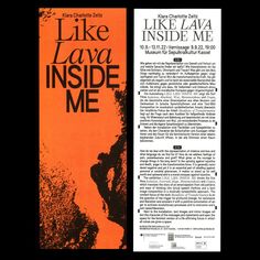 an orange and black book cover with the words like lava inside me