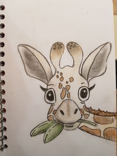 a drawing of a giraffe with big eyes