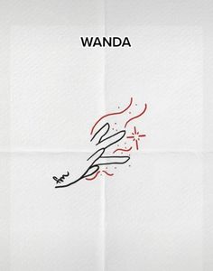 a piece of paper with the words wanda written on it and an image of a hand holding a cross