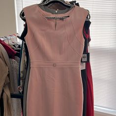 Blush Ellen Tracy Dress (Nwt) Can Fit A Small/Medium Feminine Sleeveless Sheath Dress For Formal Occasions, Feminine Sheath Sleeveless Dress For Formal Events, Spring Pink Sleeveless Dress For Formal Occasions, Spring Pink Sleeveless Formal Dress, Blush Fitted Mini Dress Elegant Style, Pink Sleeveless Dress For Spring Formal, Pink Sheath Midi Dress, Blush Midi Length Dress For Formal Occasions, Elegant Pink Sleeveless Workwear Dress