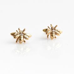 Bumble Bee Stud Earrings, Shop Sweet Lulu Stud Aesthetic, Tiny Gold Studs, Jewelry Materials, Bee Studs, Multiple Piercings, Bumble Bees, Gold Bee, Bee Earrings, Tiny Stud Earrings