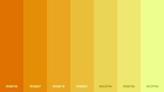 an orange and yellow color scheme with the names of different colors in each section,