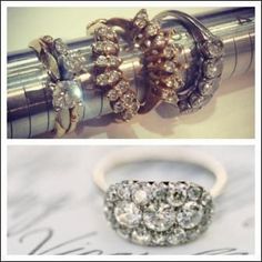 three different types of diamond rings on top of each other and the bottom one is white gold