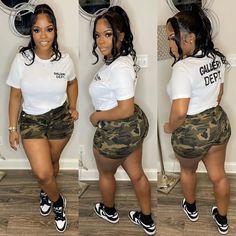 Summer Women's Camouflage Style Shorts Slim Fit Camo Shorts Outfit, Shorts Biker, Hot Summer Outfits, Camouflage Shorts, Leisure Suit, Style Shorts, Camouflage Print, Baddie Outfits Casual, Slim Fit Shorts