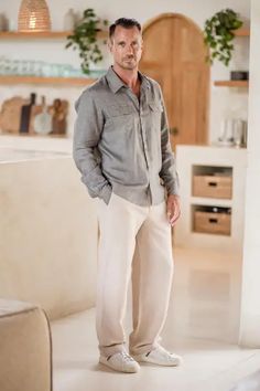 Men's Embroidered Linen-Blend Pants from India - Center Stage in Beige | NOVICA Beige Linen Pants Outfit, Linen Pants Outfit, Paisley Motif, Mens Summer Outfits, Cotton Linen Pants, Beige Pants, Linen Blend Pants, Mens Linen, Fake Pictures