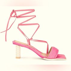 Pink Nubuck Heeled Sandal. Comfortable Heel Height At 2 1/4” Square Toe, Leather Ties, Leather Footbed. Size 36, But Fit Like A Us 7 Imo. Really Cute, New Never Worn! Box And Dust Bag Included. Jacquemus Shoes, Heeled Sandal, Comfortable Heels, Women's Shoes Sandals, Sandals Heels, Shoes Sandals, Heel Height, Dust Bag, Size 7