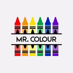 the logo for mr color, with crayons on it