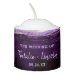 a wedding candle holder with the words, the wedding of natalie - lindsley