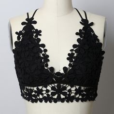 Daisy Patterned Crochet Bralette. Would Look Great Alone Or Under A Tank Top In Lieu Of An Actual Bra. New With Tag. 100% Cotton Sizes Are Below For The Best Corresponding Fit. Small - 32b, 32c, 34a, 32a Medium - 32d, 34c, 36a, 36b, 34b Large - 32dd, 34d, 36c, 38a, 38b Xlarge - 34dd, 36d, 38c, 40b Additional Colors Available. Please Check My Other Listings. (Yellow, Rose, Sage, White). Bundle And Save $. More Items Found On My Website Corinnesboutique.Com Summer Bra With Lace Top, Summer Party Bra With Lace Trim, Fitted Spring Bra With Lace Top, Spring Fitted Bra-friendly Crochet Top, Spring Fitted Crochet Top Bra Friendly, Fitted Lace Top Bra For Spring, Spring Lace Fitted Bra, Spring Black Bra-friendly Crop Top, Spring Black Bra Friendly Crop Top