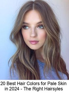 What are the best hair shades for fair skin? These hair colors will help you avoid a washed-out look and bring warmth and definition to your pale complexion. #brunettehair Pale Skin Hair Color, Ash Brown Hair, Long Brown Hair, Trendy Hair Color, Brown Blonde Hair, Hair Color Dark