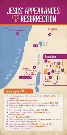 the map shows jesus'appearance as he is resurrection