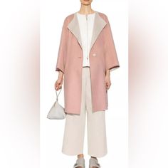 Nwt $4630 Jil Sander Reversible 100% Cashmere Coat. Each Side, Two Pockets. One Button Front. Light Pink The Other Sand - Beige Color. Oversized Coat, Beautiful Italy Quality. Luxury Spring Workwear Outerwear, Luxury Spring Outerwear For Work, Pink Tailored Outerwear With Lapel Collar, Chic Pink Outerwear With Lapel Collar, Luxury Pink Outerwear For Spring, Elegant Pink Daywear Outerwear, Tailored Pink Outerwear With Pockets, Chic Pink Workwear Outerwear, Chic Pink Outerwear For Work