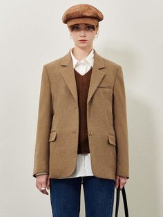 Composition : WOOL 50, POLY 50Color : BROWNCountry of Origin : Republic of Korea Herringbone, Composition, Jackets & Coats, Blazer, Wool, The Originals, Clothes For Women, Clothes