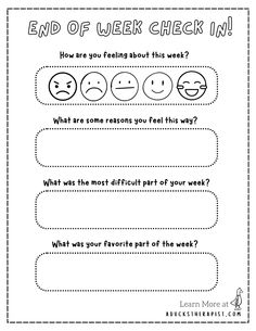 the end of week check in worksheet for students to practice their writing skills