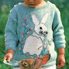 Offering a vintage digital PDF knitting pattern to make an adorable bunny sweater for a toddler! Offers complete instructions to make this precious pullover with large bunny motif, embroidered flowers and bunny buttons at shoulders :). Instructions are given for size 12 to 18 m. (euro 80 -86) Pretty marled yarn sweater requires 100% cotton wool and knobby yarn, 2.5mm needle, 3mm needle and buttons. Supplies will need to be purchased separately. UK terminology pattern in English language only. Instant download and not a hard copy which means no shipping cost to you as well as immediate receival after payment is received and cleared. The pattern will be available for you to download in PDF format for you. PDF file will be sent to the email you have on file on your Etsy account. These are vin Rabbit Sweater, Yarn Sweater, Easter Flowers, Motif Vintage, Vintage Knitting Patterns, Pdf Knitting Pattern, Pattern Baby, Vintage Knitting, Baby Patterns