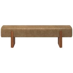 a brown bench with wooden legs on it