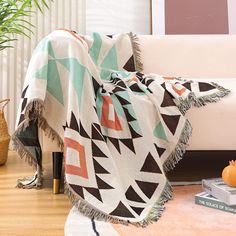 PRICES MAY VARY. [High Quality Material]: This Aztec throw blanket is made of cotton and polyester blend fabric, soft, comfortable and breathable. The three-layer weaving process improves thickness and durability, and the structure is stable to protect the sofa from pets. [Boho Decor]: Boho blanket uses Bohemian classic pattern style with fringe design. Using reactive printing technology, vibrant colors that do not fade. Combined with Aztec Southwest Decor style. It is perfect for decorating any Southwestern Boho Decor, Blanket Tassels, Native American Blanket, Southwest Blankets, Blanket Tapestry, Aztec Blanket, Chair Sofa Bed, Southwestern Boho, Mexican Blanket