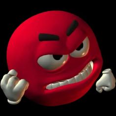 a red ball with eyes and hands on it's head is standing in front of a black background