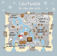 a map of the town of centinela, with snowflakes on it