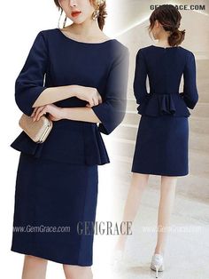 10% off now|Free shipping world-wide. Navy Blue Short Bodycon Wedding Guest Dress With 3/4 Sleeves at GemGrace. Click to learn our pro custom-made service for wedding dress, formal dress. View #WeddingGuestDresses for more ideas. Fitted Half Sleeve Dress For Wedding Guest, Elegant Blue Dress With 3/4 Sleeves, Blue Half Sleeve Dress For Office, Blue Half Sleeve Office Dress, Elegant Blue Half Sleeve Dresses, Bodycon Party Dress, Best Wedding Guest Dresses, Semi Formal Dresses, Formal Party Dress