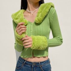 FREE SHIPPING ON ALL ORDERS OVER $50 | 100% SATISFACTION GUARANTEED Click "ADD TO CART" To Get Yours Now | Up To 60% OFF ✨ Make a bold statement with this fashionable Woman Cardigan Sweaters With Fur Trim Collar Women Cropped Sweater﻿Woman Cardigan Sweaters With Fur Trim Collar Women Cropped Sweater from Arimonz. Designed to fit perfectly on any casual outing. Made of soft knitted fabric, it offers both warmth and comfort. It has a loose-fitting design you can match it with your favorite jeans, Woman Cardigan, Funky Pants, Cardigan Y2k, Cardigan Sweaters, Collar Cardigan, Ribbed Cardigan, Streetwear Fashion Women, Crop Top Sweater, Cardigan Sweaters For Women