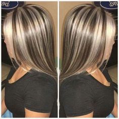 Color Slicing Highlights, Slice Highlights, Andrea Gutierrez, Dimensional Highlights, Chunky Blonde Highlights, Hair With Highlights, Silver Highlights, Dimensional Color