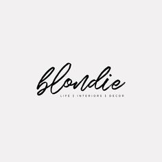 the word blondie written in cursive writing on a white background with black ink