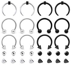 PRICES MAY VARY. 【PACKAGE INCLUDE】 12Pcs Horseshoe Hoop Rings Septum Jewelry, 8Pcs Replacement Balls, 8Pcs Replacement Spikes, Different Style Satisfied All You Needs. Affordable Price, Economical Choice; Well-polished Round Ends, Without Pains Caused by Other Sharp Piercing Jewelry. Come With One Gift Velvet Bag. 【HIGH QUALITY MATERIAL】 Made With the Top Material 316L Surgical Stainless Steel, Hypoallergenic, Highly Polished Finishing and Strict Metal Electroplating Craft Makes Long Time Color Smiley Piercing Jewelry, Tragus Earrings Hoop, Nose Septum, Track Star, Labret Jewelry, Septum Nose Rings, Septum Rings, Smiley Piercing, Daith Earrings