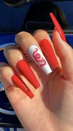 Red Dragon Nails, Nails Dragon, Press On Nails White, Red Press On Nails, Dragon Nails, Bunny Nails, Black Acrylic Nails, Punk Nails, Red Acrylic Nails