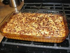 a casserole dish is sitting on the stove