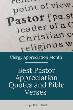 the book cover for best pastor appreciation quotes and bible verses