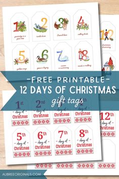 12 Days of Christmas Free Printable Gift Tags Christmas Care Package, Free Printable Christmas Gift Tags, Diy Gift Baskets, Christmas Gift Tags Printable