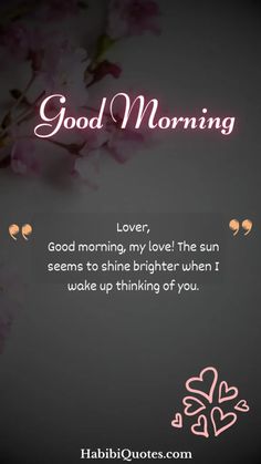 a pink flower with the words good morning on it and an image of flowers in the background