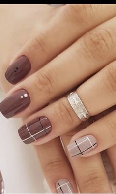 Plaid Nail Designs, Light Elegance, Fall Gel Nails, Fancy Nails Designs, Plaid Nails, Nails Colors, Pretty Nail Art Designs, Nails 2021