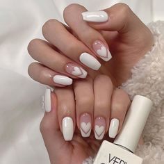 Cute Nail Inspo Trendy, Two Tone Almond Nails, Two Tone Gel Nails, Super Girly Nails, Nail Inspo White Design, Easy Coffin Nail Designs, Soft Girl Aesthetic Nails, Nails Inspiration 2024, Gel Nail Inspo Simple